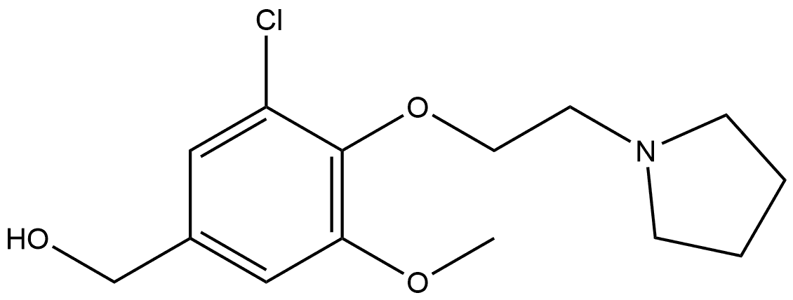 3-Chloro-5-methoxy-4-[2-(1-pyrrolidinyl)ethoxy]benzenemethanol 结构式