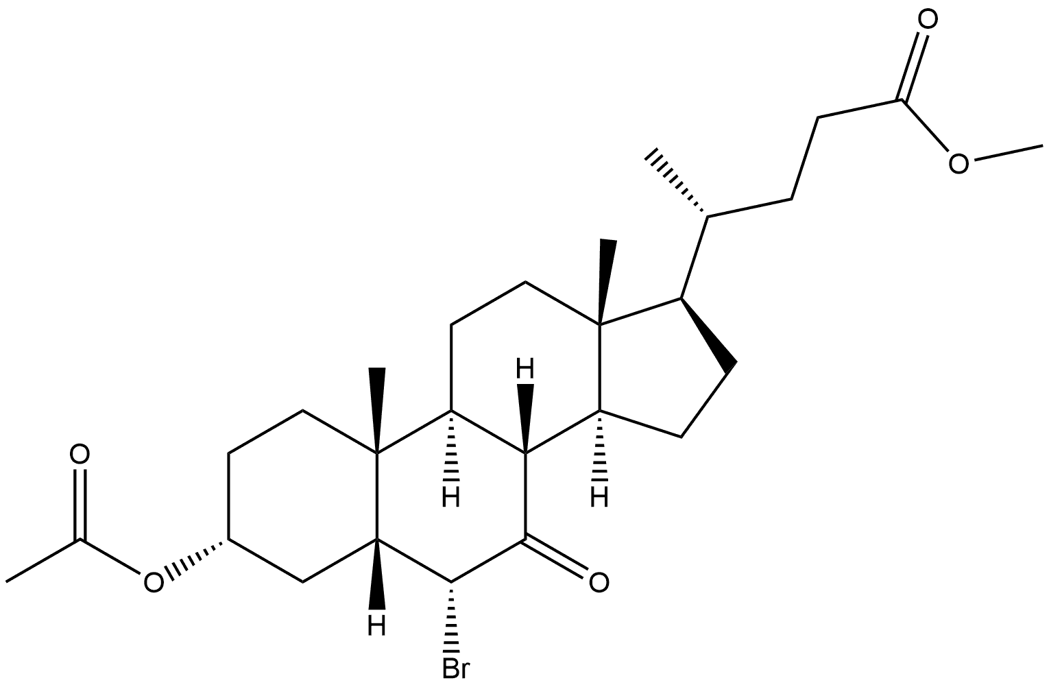 Methyl (3α,5β,6α)-3-(Acetyloxy)-6-bromo-7-oxo-cholan-24-oic Acid Ester 结构式