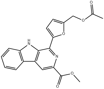 9H-Pyrido[3,4-b]indole-3-carboxylic acid, 1-[5-[(acetyloxy)methyl]-2-furanyl]-, methyl ester 结构式