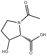 (2S)-1-Acetyl-3-hydroxypyrrolidine-2-carboxylic acid 结构式