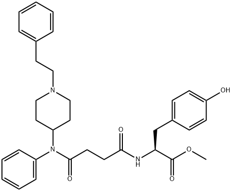 L-Tyrosine, N-[1,4-dioxo-4-[phenyl[1-(2-phenylethyl)-4-piperidinyl]amino]butyl]-, methyl ester 结构式