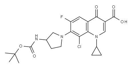A mixture of: (R)-7-[3-(tert-butoxycarbonylamino)pyrrolidin-1-yl]-8-chloro-1-cyclopropyl-6-fluoro-1,4-dihydro-4-oxo-quinoline-3-carboxylic acid: (S)-7-[3-(tert-butoxycarbonylamino)pyrrolidin-1-yl]-8-chloro-1-cyclopropyl-6-fluoro-1,4-dihydro-4-oxo-quinoline-3-carboxylic acid 结构式