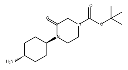 1-Piperazinecarboxylic acid, 4-(trans-4-aminocyclohexyl)-3-oxo-, 1,1-dimethylethyl ester 结构式
