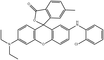 Spiro[isobenzofuran-1(3H),9'-[9H]xanthen]-3-one, 2'-[(2-chlorophenyl)amino]-6'-(diethylamino)-6-methyl- 结构式