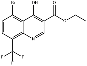 Ethyl 5-bromo-4-hydroxy-8-(trifluoromethyl)quinoline-3-carboxylate 结构式