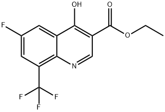 Ethyl 6-fluoro-4-hydroxy-8-(trifluoromethyl)quinoline-3-carboxylate 结构式