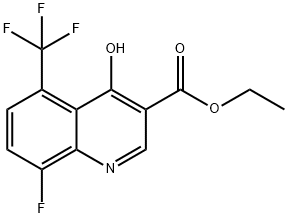 Ethyl 8-fluoro-4-hydroxy-5-(trifluoromethyl)quinoline-3-carboxylate 结构式