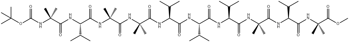 tert-butyloxycarbonyl-aminoisobutyryl-valyl-aminoisobutyryl-aminoisobutyryl-valyl-valyl-valyl-aminoisobutyryl-valyl-aminoisobutyryl methyl ester 结构式