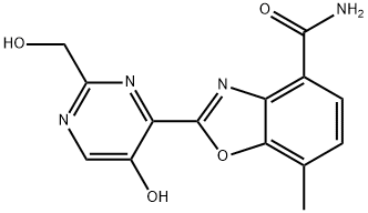 4-Benzoxazolecarboxamide, 2-[5-hydroxy-2-(hydroxymethyl)-4-pyrimidinyl]-7-methyl- 结构式