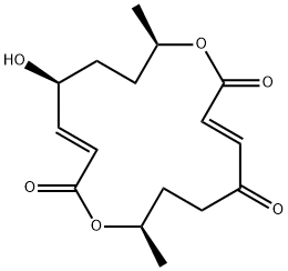 1,9-Dioxacyclohexadeca-3,11-diene-2,5,10-trione, 13-hydroxy-8,16-dimethyl-, (3E,8R,11E,13S,16R)- 结构式