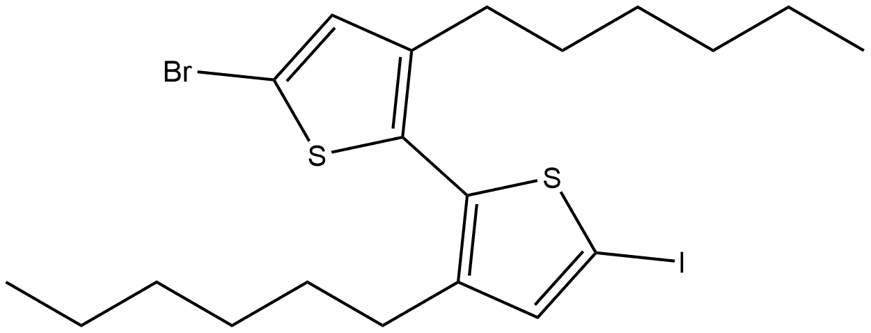 5-溴-3,3'-二己基-5'-碘-2,2'-双噻吩 结构式