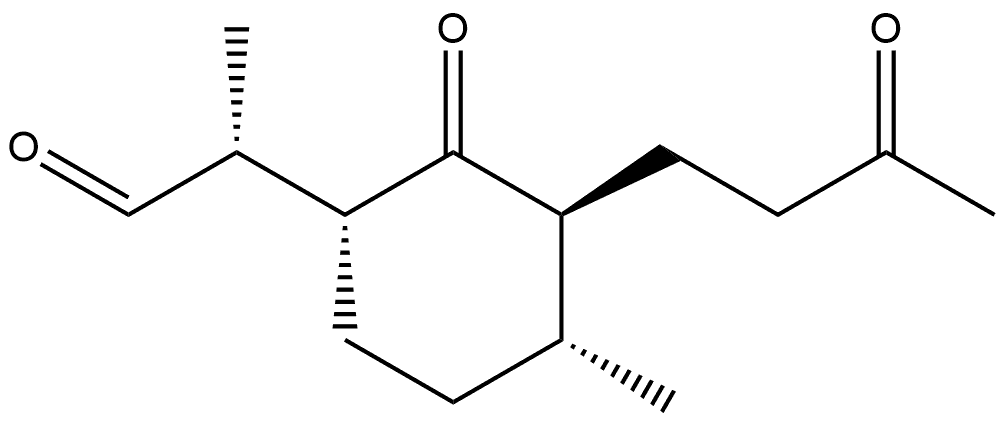 Cyclohexaneacetaldehyde, α,4-dimethyl-2-oxo-3-(3-oxobutyl)-, (αR,1R,3S,4R)- 结构式