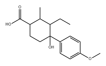 Cyclohexanecarboxylic acid, 3-ethyl-4-hydroxy-4-(4-methoxyphenyl)-2-methyl- 结构式