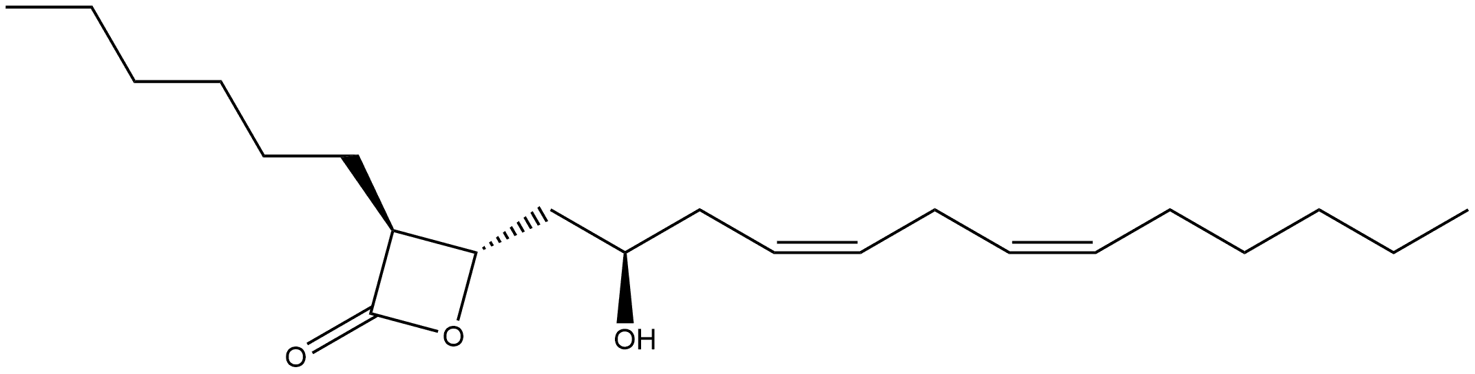 2-Oxetanone, 3-hexyl-4-(2-hydroxy-4,7-tridecadienyl)-, [3S-[3α,4β(2S*,4Z,7Z)]]- (9CI) 结构式