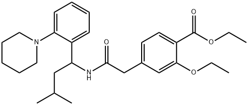Ethyl 2-ethoxy-4-[2-({3-methyl-1-[2-(piperidin-1-yl)phenyl]butyl}amino)-2-oxoethyl]benzoate 结构式