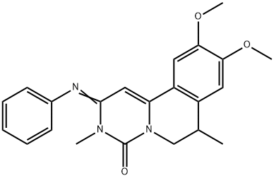 4H-Pyrimido[6,1-a]isoquinolin-4-one, 2,3,6,7-tetrahydro-9,10-dimethoxy-3,7-dimethyl-2-(phenylimino)- 结构式
