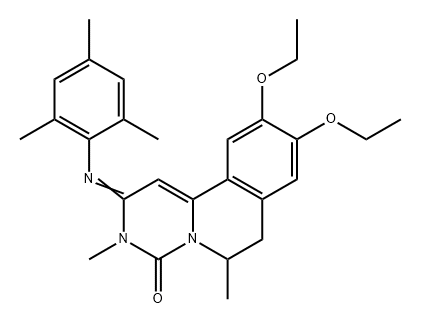 4H-Pyrimido[6,1-a]isoquinolin-4-one, 9,10-diethoxy-2,3,6,7-tetrahydro-3,6-dimethyl-2-[(2,4,6-trimethylphenyl)imino]- 结构式