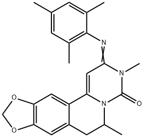 4H-[1,3]Dioxolo[4,5-g]pyrimido[6,1-a]isoquinolin-4-one, 2,3,6,7-tetrahydro-3,6-dimethyl-2-[(2,4,6-trimethylphenyl)imino]- 结构式