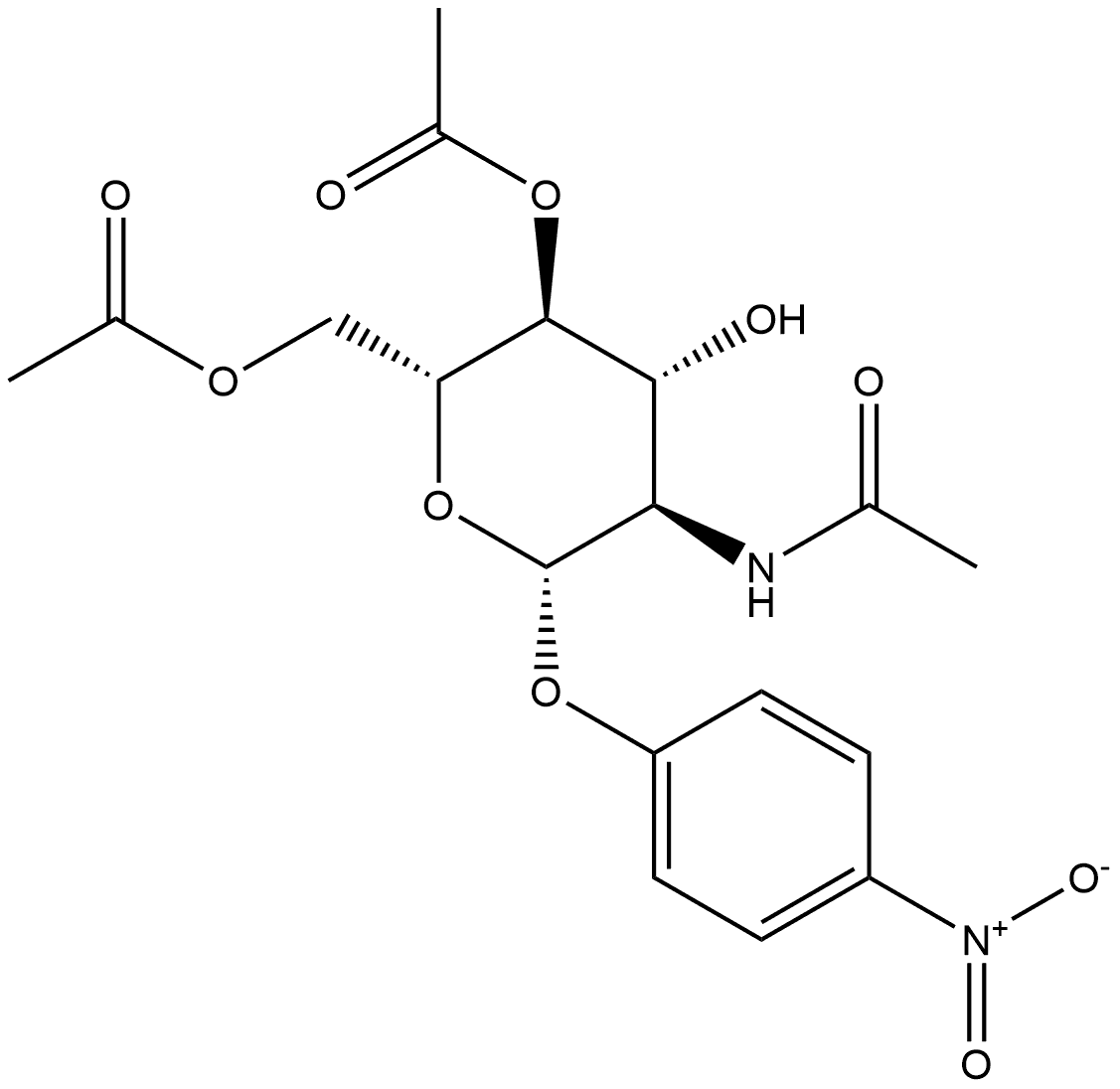 β-D-Glucopyranoside, 4-nitrophenyl 2-(acetylamino)-2-deoxy-, 4,6-diacetate 结构式