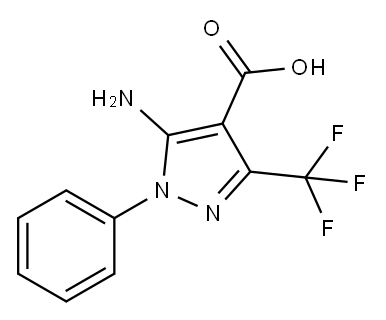 1H-Pyrazole-4-carboxylic acid, 5-amino-1-phenyl-3-(trifluoromethyl)- 结构式