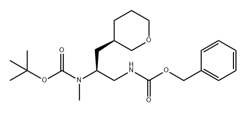 Carbamic acid, N-methyl-N-[(1S)-1-[[[(phenylmethoxy)carbonyl]amino]methyl]-2-[(3R)-tetrahydro-2H-pyran-3-yl]ethyl]-, 1,1-dimethylethyl ester 结构式