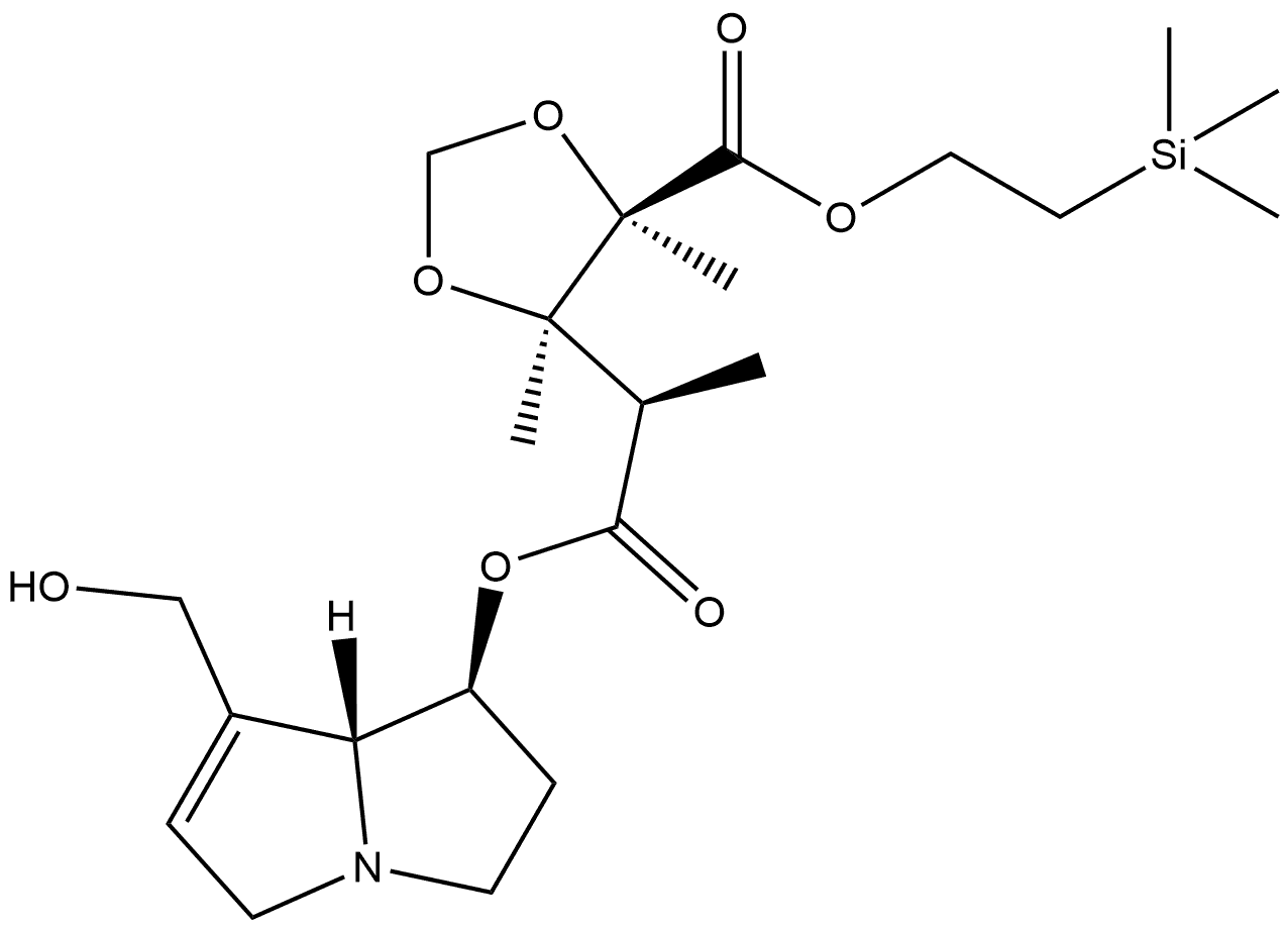 1,3-Dioxolane-4-acetic acid, α,4,5-trimethyl-5-[[2-(trimethylsilyl)ethoxy]carbonyl]-, 2,3,5,7a-tetrahydro-7-(hydroxymethyl)-1H-pyrrolizin-1-yl ester, [1α[R*(4R*,5R*)],7aβ]- (9CI) 结构式