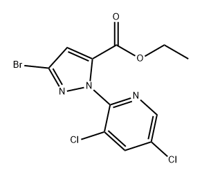 1H-Pyrazole-5-carboxylic acid, 3-bromo-1-(3,5-dichloro-2-pyridinyl)-, ethyl ester 结构式