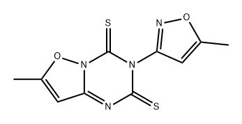 2H-Isoxazolo[2,3-a]-1,3,5-triazine-2,4(3H)-dithione, 7-methyl-3-(5-methyl-3-isoxazolyl)- 结构式