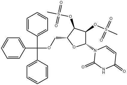 Uridine, 5'-O-(triphenylmethyl)-, 2',3'-dimethanesulfonate 结构式