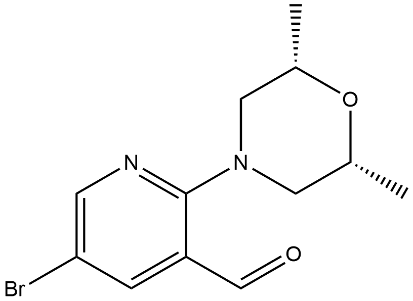 rel-5-Bromo-2-[(2R,6S)-2,6-dimethyl-4-morpholinyl]-3-pyridinecarboxaldehyde 结构式