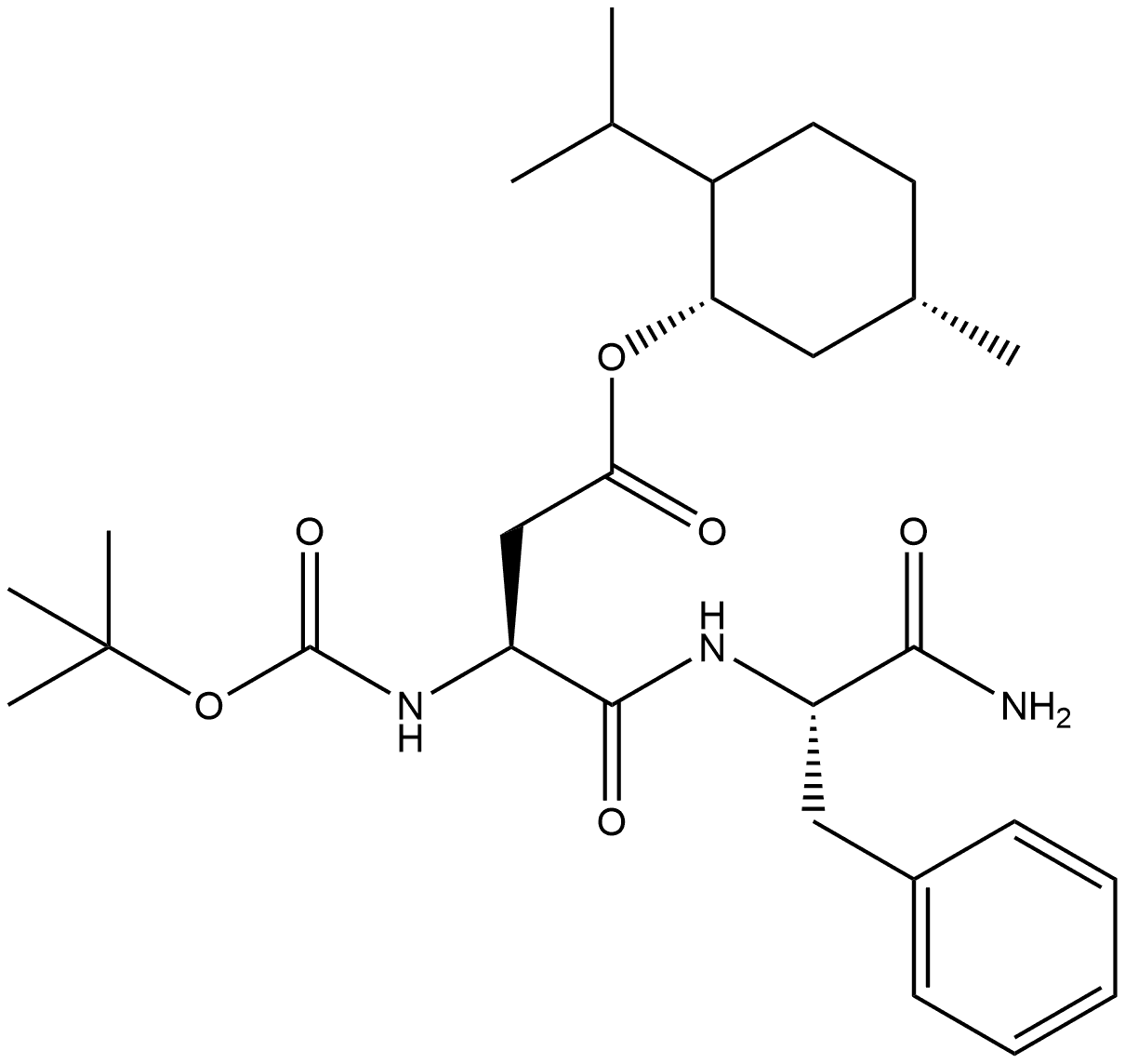 L-Phenylalaninamide, N-[(1,1-dimethylethoxy)carbonyl]-L-α-aspartyl-, 5-methyl-2-(1-methylethyl)cyclohexyl ester, [1R-(1α,2β,5α)]- (9CI) 结构式