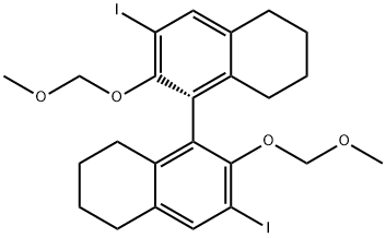 1,1'-Binaphthalene, 5,5',6,6',7,7',8,8'-octahydro-3,3'-diiodo-2,2'-bis(methoxymethoxy)-, (1R)- 结构式