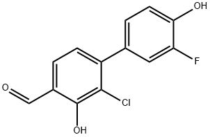 [1,1'-Biphenyl]-4-carboxaldehyde, 2-chloro-3'-fluoro-3,4'-dihydroxy- 结构式