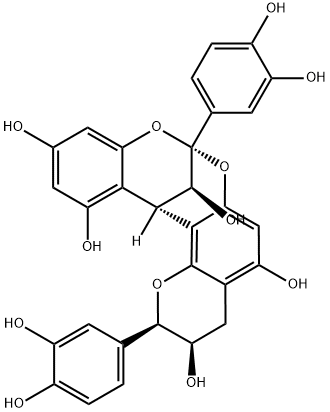 8,14-Methano-2H,14H-1-benzopyrano[7,8-d][1,3]benzodioxocin-3,5,11,13,15-pentol, 2,8-bis(3,4-dihydroxyphenyl)-3,4-dihydro-, (2R,3R,8R,14S,15S)- (9CI) 结构式