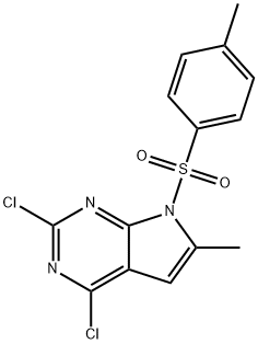 7H-Pyrrolo[2,3-d]pyrimidine, 2,4-dichloro-6-methyl-7-[(4-methylphenyl)sulfonyl]- 结构式