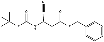 Propanoic acid, 3-cyano-3-[[(1,1-dimethylethoxy)carbonyl]amino]-, phenylmethyl ester, (3S)- 结构式