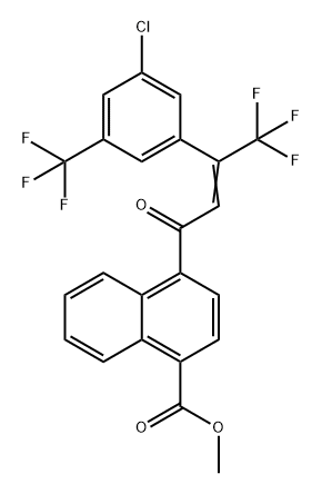 甲基-4-[3-[3-氯-5-(三氟甲基)苯基]-4,4,4-三氟-1-氧代-2-丁烯-1-基)-萘甲酸盐 结构式