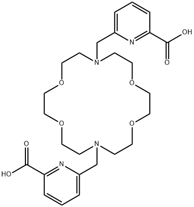 6,6'-((1,4,10,13-四氧杂-7,16-二氮杂环十八烷-7,16-二基)双(亚甲基))二(2-吡啶甲酸) 结构式