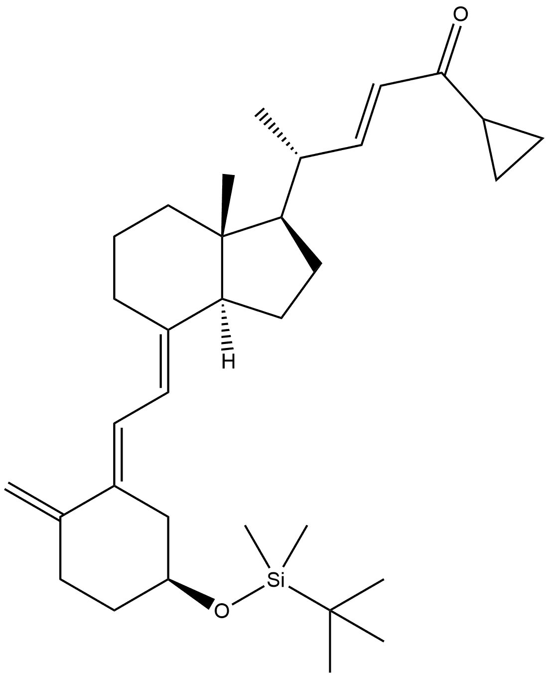 20(R),3(R)-(tert-butyldimethylsilyloxy)-20-(3'-cyclopropyl-3'-oxoprop-1'(E)-enyl)-9,10-secopregna-5(Z),7(E),10(19)-triene 结构式