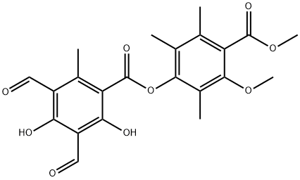 Benzoic acid, 3,5-diformyl-2,4-dihydroxy-6-methyl-, 3-methoxy-4-(methoxycarbonyl)-2,5,6-trimethylphenyl ester 结构式