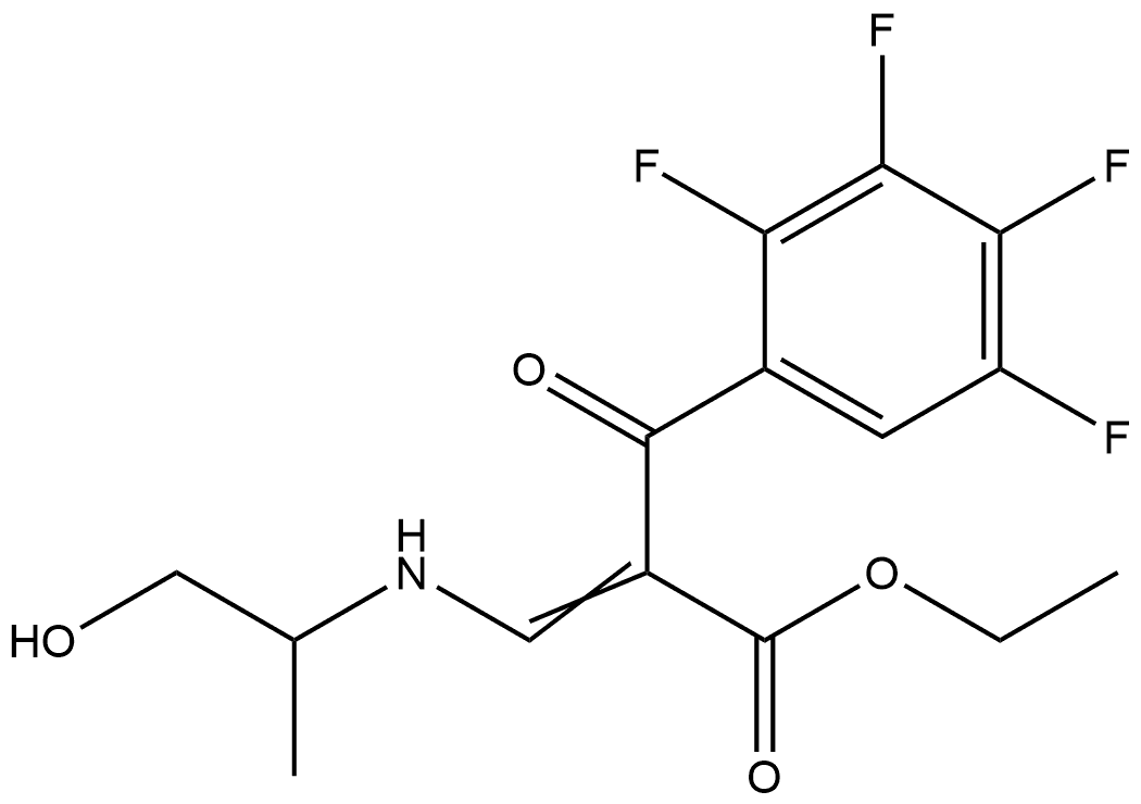 Ethyl 3-[(1-hydroxyprop-2-yl)amino]-2-(2,3,4,5-tetrafluorobenzoyl)acrylate 结构式