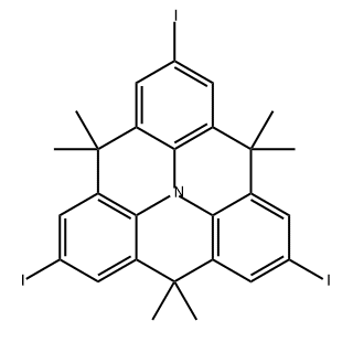 4H,8H,12H-Benzo[1,9]quinolizino[3,4,5,6,7-defg]acridine, 2,6,10-triiodo-4,4,8,8,12,12-hexamethyl- 结构式