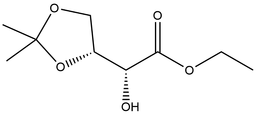 1,3-Dioxolane-4-acetic acid, α-hydroxy-2,2-dimethyl-, ethyl ester, (αR,4R)- 结构式