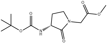 1-Pyrrolidineacetic acid, 3-[[(1,1-dimethylethoxy)carbonyl]amino]-2-oxo-, methyl ester, (3R)- 结构式