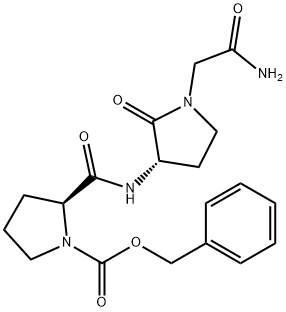 1-Pyrrolidinecarboxylic acid, 2-[[[(3S)-1-(2-amino-2-oxoethyl)-2-oxo-3-pyrrolidinyl]amino]carbonyl]-, phenylmethyl ester, (2S)- 结构式