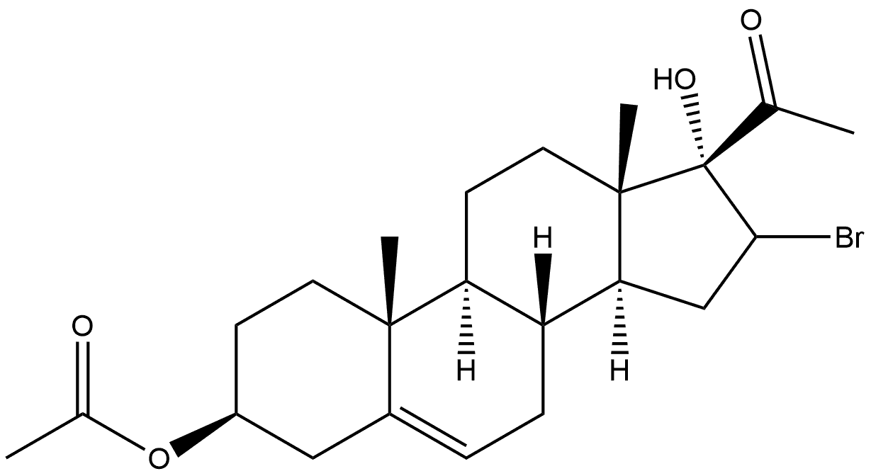 Pregn-5-en-20-one, 3-(acetyloxy)-16-bromo-17-hydroxy-, (3β)- (9CI) 结构式