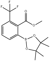 2-(4,4,5,5-四甲基-1,3,2-二氧硼杂环戊烷-2-基)-6-(三氟甲基)苯甲酸甲酯 结构式