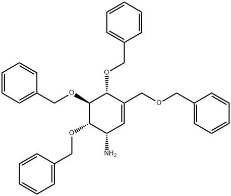 2-Cyclohexen-1-amine, 4,5,6-tris(phenylmethoxy)-3-[(phenylmethoxy)methyl]-, (1S,4R,5S,6S)- 结构式