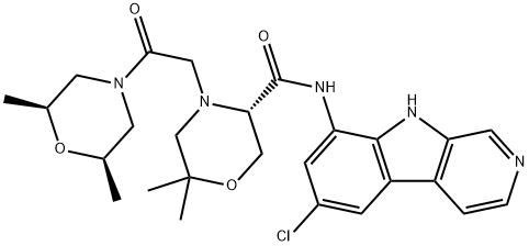 3-Morpholinecarboxamide, N-(6-chloro-9H-pyrido[3,4-b]indol-8-yl)-4-[2-[(2R,6S)-2,6-dimethyl-4-morpholinyl]-2-oxoethyl]-6,6-dimethyl-, (3S)- 结构式