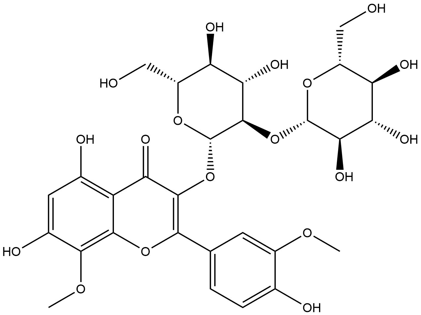 柠檬黄素-3-O-槐糖苷 结构式